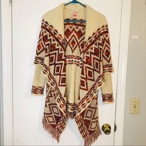 Geometric Autumn Fall Winter Cardigan jacket Cream Shawl Tribal South Western
